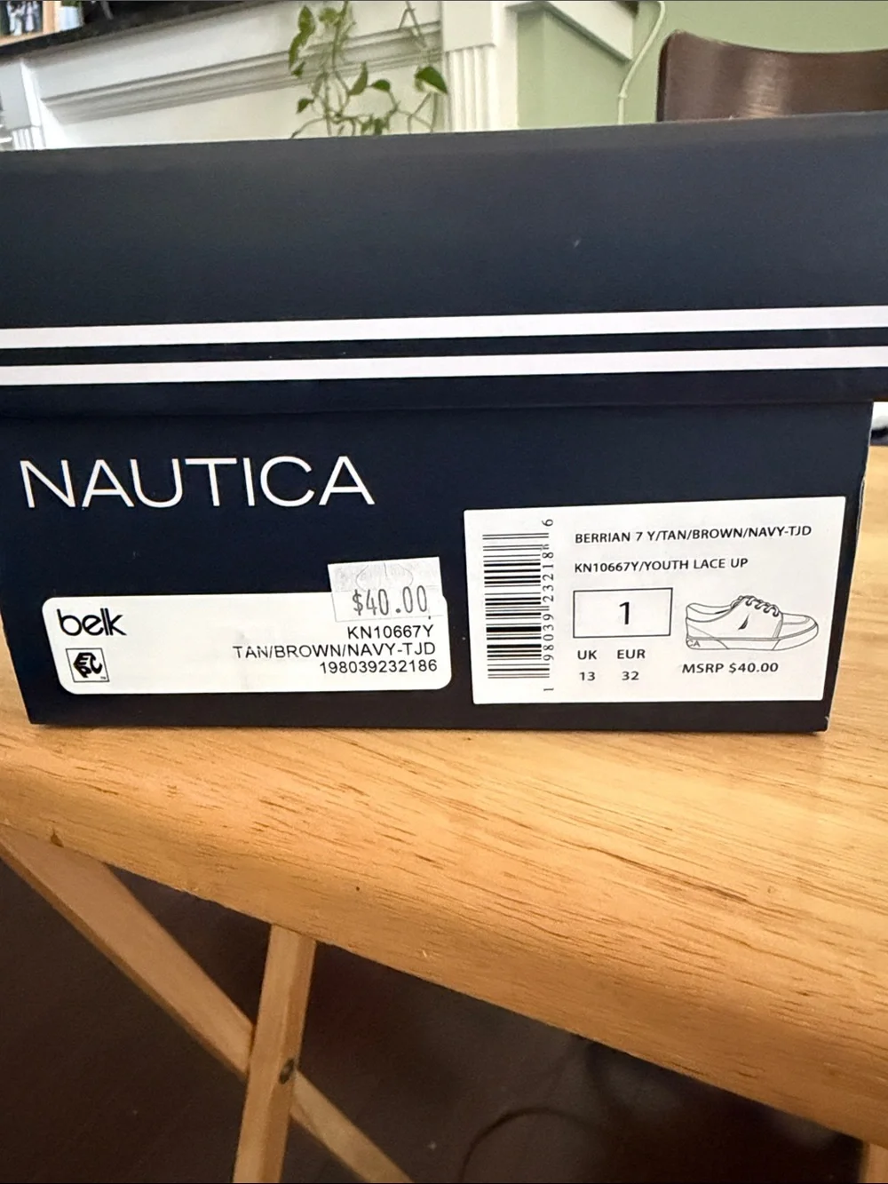 Nautica Boys Brown Leather-Style Low Top Sneaker